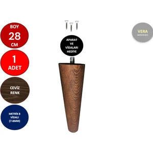 Vera Hediyelik Eşya 28 cm Ceviz Ahşap Konik Ayak Koltuk Ayağı Baza Ayağı Mobilya Ayağı Dolap Ayağı 3301000000740