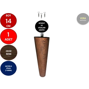 Vera Hediyelik Eşya 14 cm Ceviz Ahşap Konik Ayak Koltuk Ayağı Baza Ayağı Mobilya Ayağı Dolap Ayağı 3301000000737