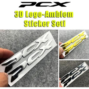 Pcx Amblem Logo Metal Sticker Yazı 2 Adet Set Gümüş Gri