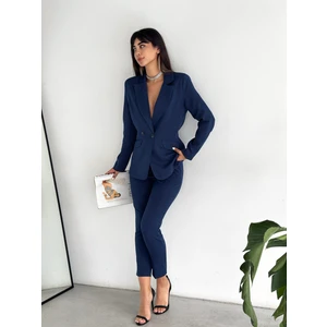 Lacivert Kruvaze Blazer Ceket Havuç Pantolon Takım Elbise