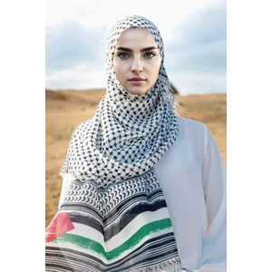 Flora Tekstil Pamuklu Keten Puşi, Poşu, Kefiye Şal 180X70 KSL2324