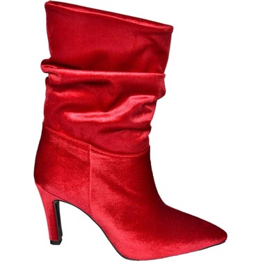 Fox Shoes R404020339 Bordo Kadife Ince Topuklu Büzgülü Kadın Fiyatı