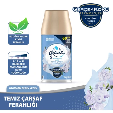 Glade Otomatik Sprey Yedek Temiz Çarşaf Ferahlığı 269 ml Uzun Süreli Temizlik