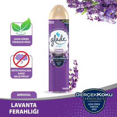Glade 300 ml Lavanta Ferahlığı Aerosol Oda Spreyi Hafif Özellik ile Uzun Süreli Ferahlık