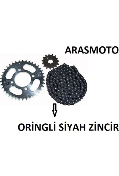Aras Moto Bajaj Discover 150 F- 150 S Oringli Zincir Dişli Seti Kaliteli (Siyah Zincir) Arasmoto