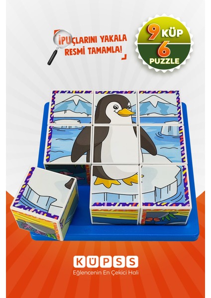 Deniz Hayvanları Yapboz - 9 Küp 6 Puzzle