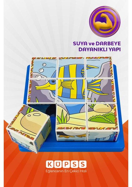 Deniz Hayvanları Yapboz - 9 Küp 6 Puzzle