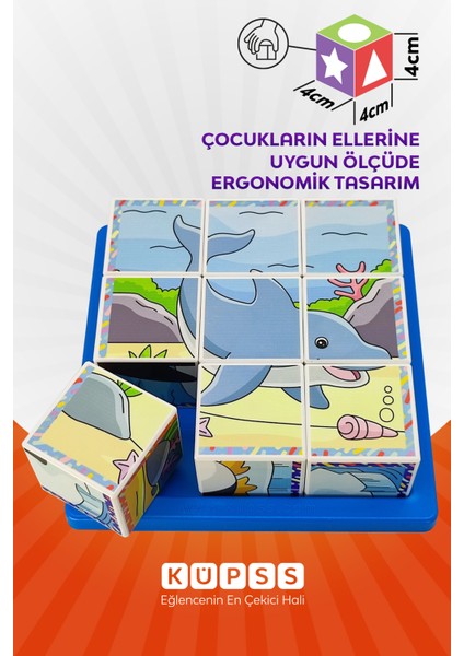 Deniz Hayvanları Yapboz - 9 Küp 6 Puzzle