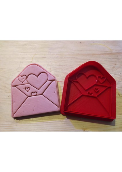 Sevgililer Gününe Özel Aşk Mektubu Kurabiye Kalıbı -2 Parça - 9X8CM