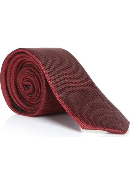 Bordo Slim Fit Düz Renk Dokuma Kravat / Ddk-19