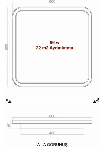 Plafonia Kare LED Plafonyer Avize 60X60 cm modelleri