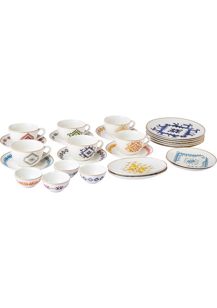 Forever Bone Kilim 26 Parça 6 Kişilik Kahvaltı Takımı