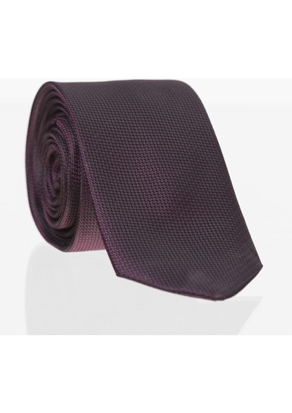 Koyu Mürdüm Slim Fit Düz Renk Dokuma Kravat / Ddk-14