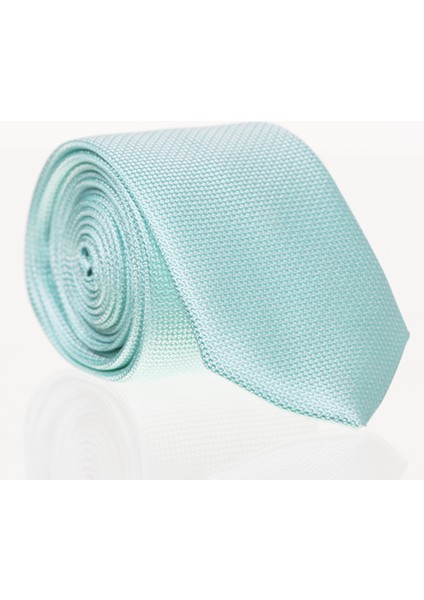 Su Yeşili Slim Fit Düz Renk Dokuma Kravat / Ddk-22