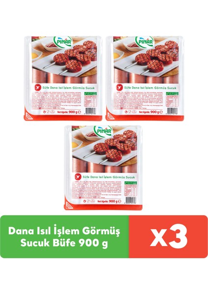 Dana Isıl Işlem Görmüş Sucuk Büfe 900 gr x 3 Adet