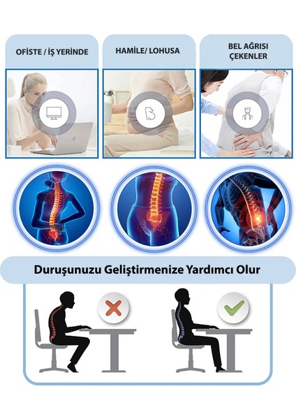 Visco Ortopedik Bel Sırt Minderi Sandalye Ofis Bel Minderi Bel Destek Yastığı