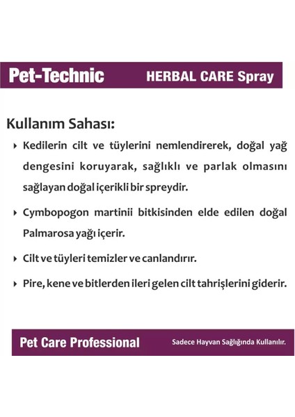 Pet Technic Herbal Care Kedi Cilt ve Tüy Bakım Spreyi