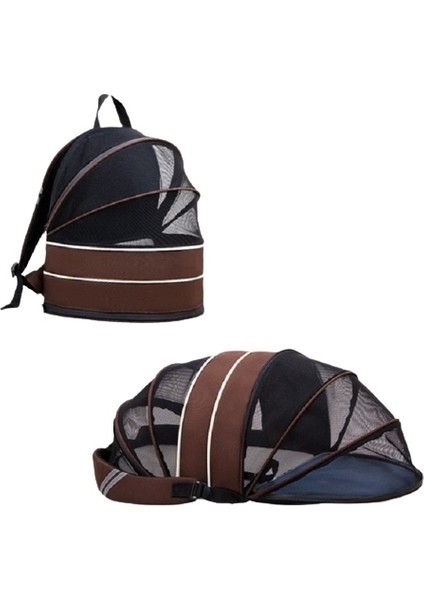 Iki Fonksiyonlu Genişletilebilir Kedi Küçük Irk Köpek Sırt Taşıma Çantası Kahverengi