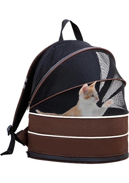 Iki Fonksiyonlu Genişletilebilir Kedi Küçük Irk Köpek Sırt Taşıma Çantası Kahverengi modelleri