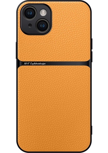 iPhone 15 Plus Lychee Desenli Manyetik Çekim Cep Telefonu Kılıfı (Yurt Dışından)