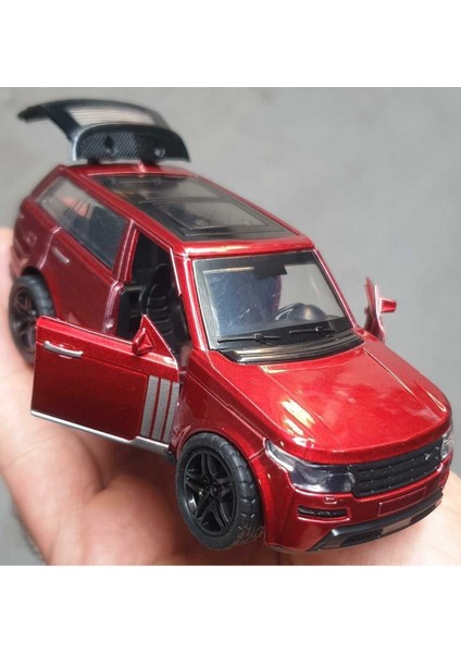 Die Cast Metal Range Rover Jip 12 cm Oyuncak Araba Çek Bırak Model Araba Kapı Bagaj Açılır Kırmızı