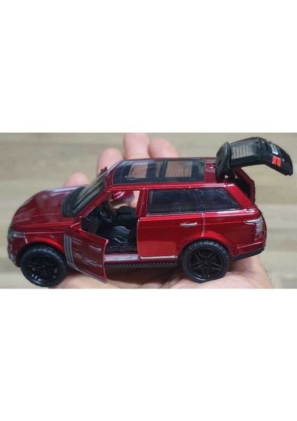 Die Cast Metal Range Rover Jip 12 cm Oyuncak Araba Çek Bırak Model Araba Kapı Bagaj Açılır Kırmızı