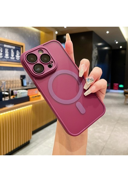 iPhone 15 Pro Cilt Hissi Manyetik Çekim Cep Telefonu Kılıfı (Yurt Dışından)