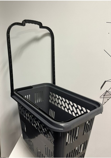 54 Lt Tekerlekli Plastik Alışveriş Market Sepeti