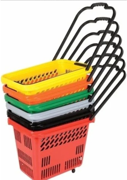 54 Lt Tekerlekli Plastik Alışveriş Market Sepeti fırsatları