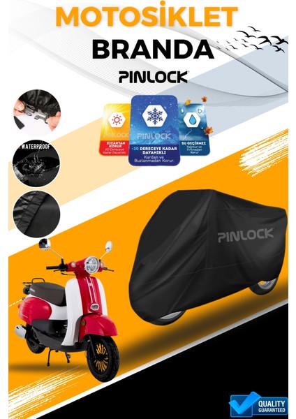 Mondial Turismo Su Geçirmez Siyah Motosiklet Brandası Miflonlu Kalın Premium Kumaş Clipsli