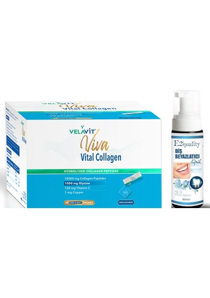 Viva Vital Collagen Toz Takviye Edici Gıda 30 Saşe- Diş Beyazlatıcı Köpük Hediye