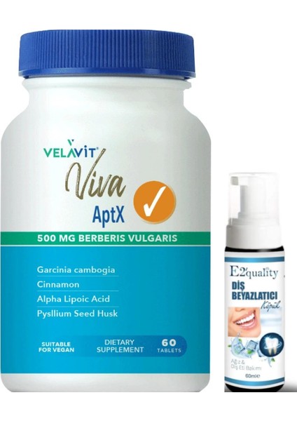 Viva Aptx Takviye Edici Gıda 60 Tablet- Diş Beyazlatıcı Köpük Hediye