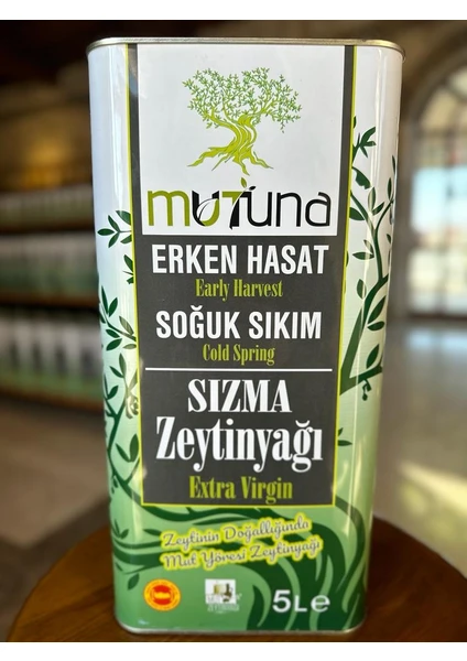 Erken Hasat Soğuk Sıkım Doğal Mut Zeytinyağı (5 Litre)