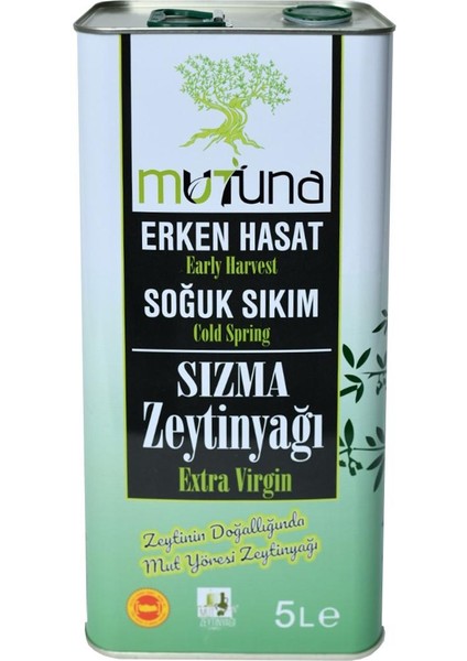 Erken Hasat Soğuk Sıkım Doğal Mut Zeytinyağı (5 Litre)