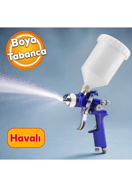 Metal Ahşap Plastik Yüzey Boyama Tabancası Üstten Depolu Havalı Boya Tabanca 600 ml 1.7 mm Uç