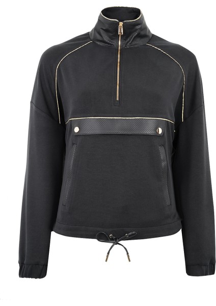 Altessa Siyah Kadın Deri Detaylı Sweatshirt fiyatları