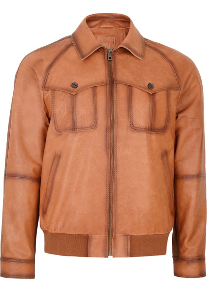 Bidziil Taba Erkek Vintage Bomber Deri Mont