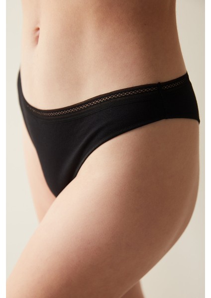 Easy Cotton Trim Siyah Brazilian Külot