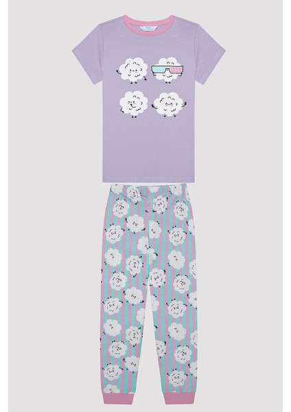 Kız Çocuk Popcorn Çok Renkli 2li Pijama Takımı