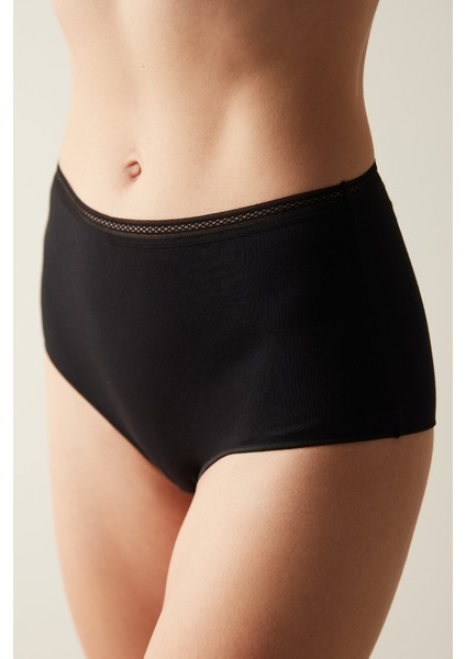 Easy Cotton Trim Yüksek Bel Siyah Slip Külot