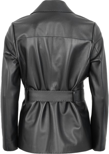 Aniye Siyah Kadın Deri Trençkot fiyatları