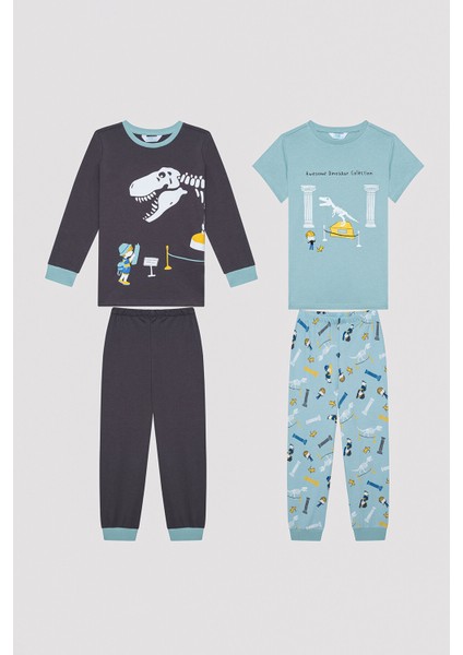 Erkek Çocuk Skeleton Çok Renkli 2li Pijama Takımı