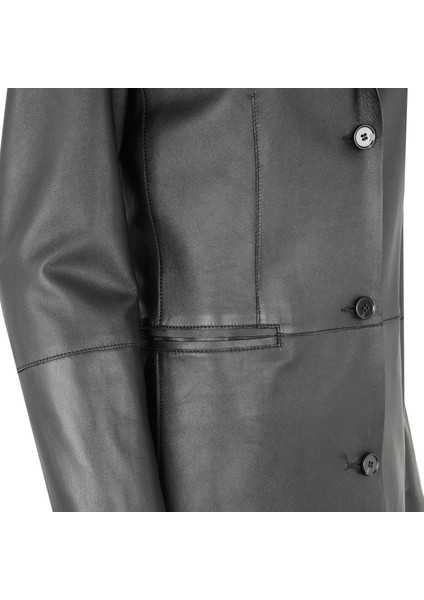 Canika Siyah Kadın Deri Blazer Trençkot fırsatları