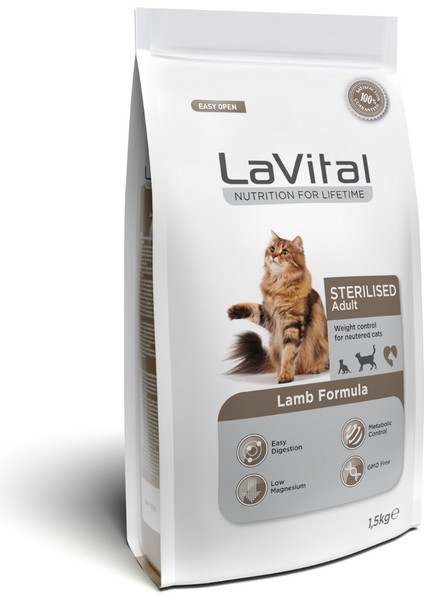 La Vital Kuzulu Premium Kısır Kedi Maması 1.5 kg 5'li Paket