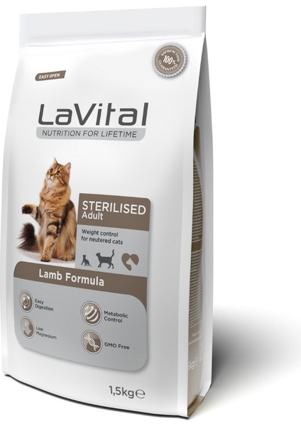 La Vital Kuzulu Premium Kısır Kedi Maması 1.5 kg 4'lü Paket