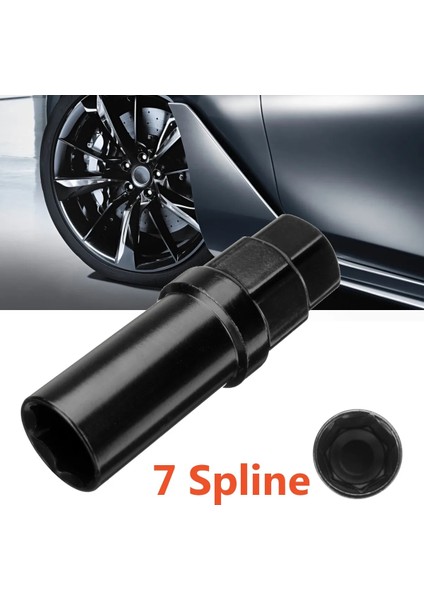 Siyah 7 Taraflı Spline Tuner Bijon Somunu Kilitleme Soketi Anahtar Çıkarma Çelik Aleti (Yurt Dışından)
