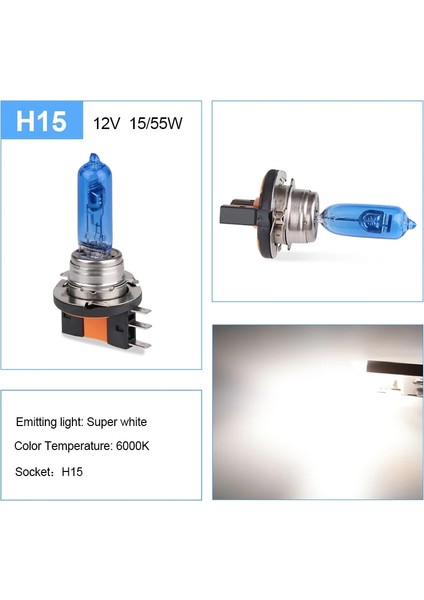CD538 H15 Süper Beyaz 6000K Sis Halojen Ampul 55W 5000K Araba Kafa Lambası Açık Altın Sarısı Araba Styling Işık Kaynağı Park 2300K (Yurt Dışından)