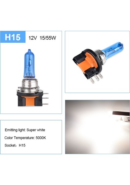 CD538 H15 Süper Beyaz 6000K Sis Halojen Ampul 55W 5000K Araba Kafa Lambası Açık Altın Sarısı Araba Styling Işık Kaynağı Park 2300K (Yurt Dışından)