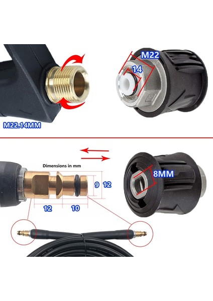 Parksıde Stili Için Hortum Konektörü Dönüştürücü Yıkayıcı Çıkış Adaptörü M22 Parkside Nilfisk Için Karcher Hızlı Bağlantı Adaptörü Yüksek Basınçlı Yıkama Hortumu (Yurt Dışından)