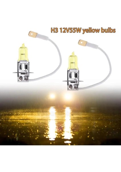 Sarı Yeni H3 12V 55W 3000K Süper Parlak Sarı Araba Far Ampulü Sis Lambası Ampulü Otomatik Kafa Ampulleri Otomobiller Işık Kaynağı (Yurt Dışından)